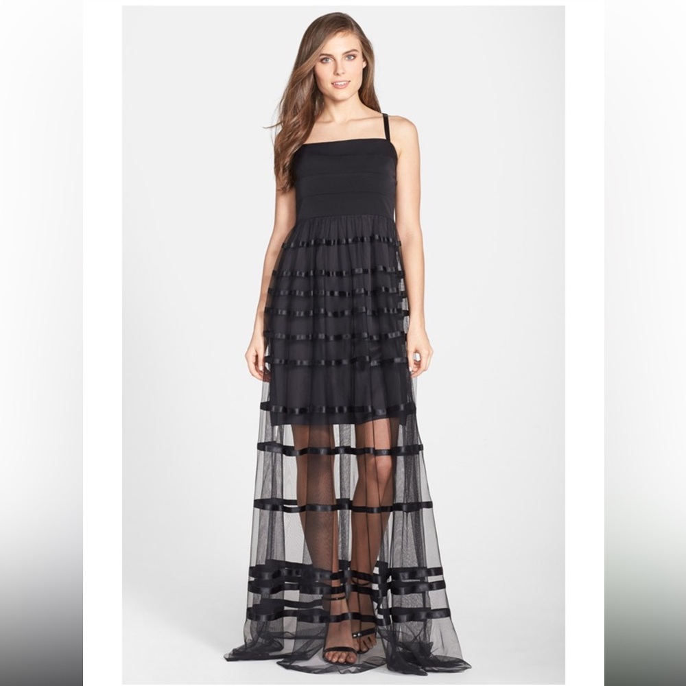 Vera Wang Black Strapless Layered Dress